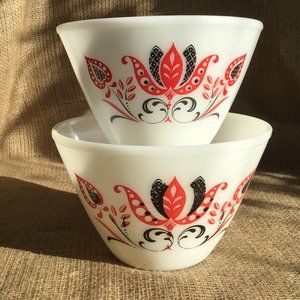 Vintage 1950's "Modern Tulip" Fire King Mixing Nesting Bowls 2